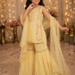 Girls Yellow Embroidered Sharara Set with Dupatta | Kids Festive Party Wear Ethnic Suit | Traditional Wedding Outfit (1–8 Years)