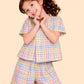 Girls Multicolor Checkered Co-ord Set | Top & Shorts Outfit for Kids (2-6 Years)