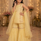 Girls Yellow Embroidered Sharara Set with Dupatta | Kids Festive Party Wear Ethnic Suit | Traditional Wedding Outfit (1–8 Years)