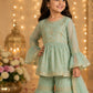 Girls Mint Green Embroidered Sharara Set with Dupatta | Kids Festive Party Wear Ethnic Suit | Traditional Wedding Outfit (1–8 Years)