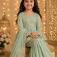 Girls Mint Green Embroidered Sharara Set with Dupatta | Kids Festive Party Wear Ethnic Suit | Traditional Wedding Outfit (1–8 Years)