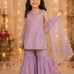 Girls Lavender Embroidered Sharara Set with Dupatta | Kids Party Wear Ethnic Suit | Traditional Festive Wedding Outfit (1–8 Years)