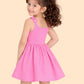 Girls Pink Party Dress with Floral Straps | Cute Sleeveless Dress for Kids (2-6 Years)