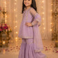 Girls Lavender Embroidered Sharara Set with Dupatta | Kids Party Wear Ethnic Suit | Traditional Festive Wedding Outfit (1–8 Years)