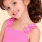 Girls Pink Party Dress with Floral Straps | Cute Sleeveless Dress for Kids (2-6 Years)