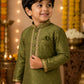 Boys Olive Green Embroidered Kurta Pajama Set | Premium Ethnic Wear for Kids | Festive, Wedding & Party Outfit (1–8 Years)