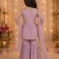 Girls Lavender Embroidered Sharara Set with Dupatta | Kids Party Wear Ethnic Suit | Traditional Festive Wedding Outfit (1–8 Years)