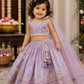 Girls Lavender Floral Embroidered Lehenga Choli with Dupatta | Kids Designer Party Wear Ethnic Set | Festive & Wedding Outfit (1–8 Years)