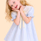 Girls Blue Striped Dress with Embroidered Collar | Cute Bow Casual Dress for Kids (2-6 Years)