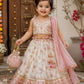 Baby Girls Ivory & Pink Floral Printed Lehenga Choli with Net Dupatta & Potli Bag | Designer Party Wear Ethnic Set | Festive Wedding Outfit (1–8 Years)