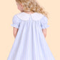 Girls Blue Striped Dress with Embroidered Collar | Cute Bow Casual Dress for Kids (2-6 Years)