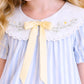 Girls Blue Striped Dress with Embroidered Collar | Cute Bow Casual Dress for Kids (2-6 Years)