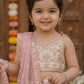Baby Girls Ivory & Pink Floral Printed Lehenga Choli with Net Dupatta & Potli Bag | Designer Party Wear Ethnic Set | Festive Wedding Outfit (1–8 Years)