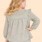 Girls Olive Green Ruffle Co-ord Set | Embroidered Top & Flared Pants Outfit (2-6 Years)