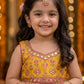 Baby Girls Yellow Floral Printed Lehenga Choli with Pink Net Dupatta | Mirror Work Designer Party Wear Ethnic Set | Festive Wedding Outfit (1–8 Years)