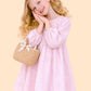 Girls Soft Pink Smocked Dress with Puff Sleeves | Elegant Party Wear Dress (2-6 Years)