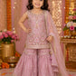 Girls Lavender Embroidered Sharara Suit with Net Dupatta | Designer Party Wear Ethnic Set | Festive Wedding Outfit for Girls (1–8 Years)