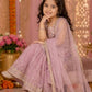 Girls Lavender Embroidered Sharara Suit with Net Dupatta | Designer Party Wear Ethnic Set | Festive Wedding Outfit for Girls (1–8 Years)