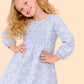 Girls Sky Blue Printed Smocked Dress | Soft Cotton Casual & Party Wear Dress (2-6 Years)