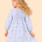 Girls Sky Blue Printed Smocked Dress | Soft Cotton Casual & Party Wear Dress (2-6 Years)