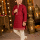 Boys Maroon Embroidered Kurta Pajama Set | Premium Festive Ethnic Wear for Kids | Wedding, Diwali & Party Outfit (1–8 Years)