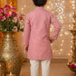 Boys Pink Asymmetric Kurta Pajama Set | Designer Ethnic Party Wear for Kids | Festive Wedding Traditional Outfit (1–8 Years)