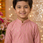 Boys Pink Asymmetric Kurta Pajama Set | Designer Ethnic Party Wear for Kids | Festive Wedding Traditional Outfit (1–8 Years)