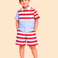 Boys Red & White Striped Co-ord Set | Half Sleeve Shirt & Shorts Summer Outfit (2-6 Years)
