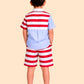 Boys Red & White Striped Co-ord Set | Half Sleeve Shirt & Shorts Summer Outfit (2-6 Years)