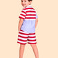 Boys Red & White Striped Co-ord Set | Half Sleeve Shirt & Shorts Summer Outfit (2-6 Years)