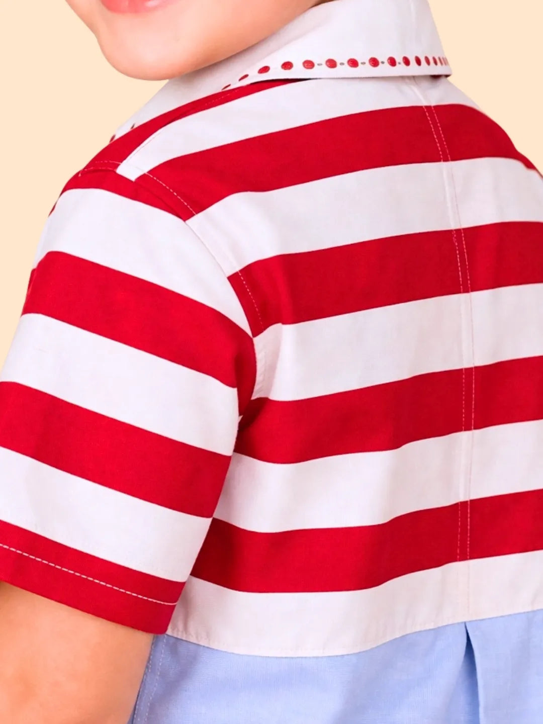 Boys Red & White Striped Co-ord Set | Half Sleeve Shirt & Shorts Summer Outfit (2-6 Years)