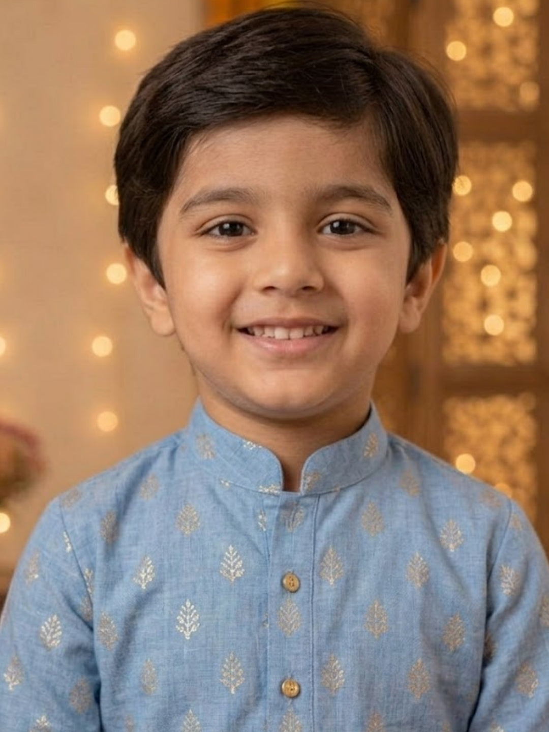 Boys Sky Blue Kurta Pajama Set | Designer Ethnic Party Wear for Kids | Festive Wedding Traditional Outfit (1–8 Years)