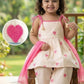 Girls Cream & Pink Heart Print Peplum Kurta with Palazzo & Dupatta Set | Designer Ethnic Party Wear for Baby Girls & Kids (1–8 Years)